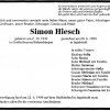 Hiesch Simon 1935-1999 Todesanzeige